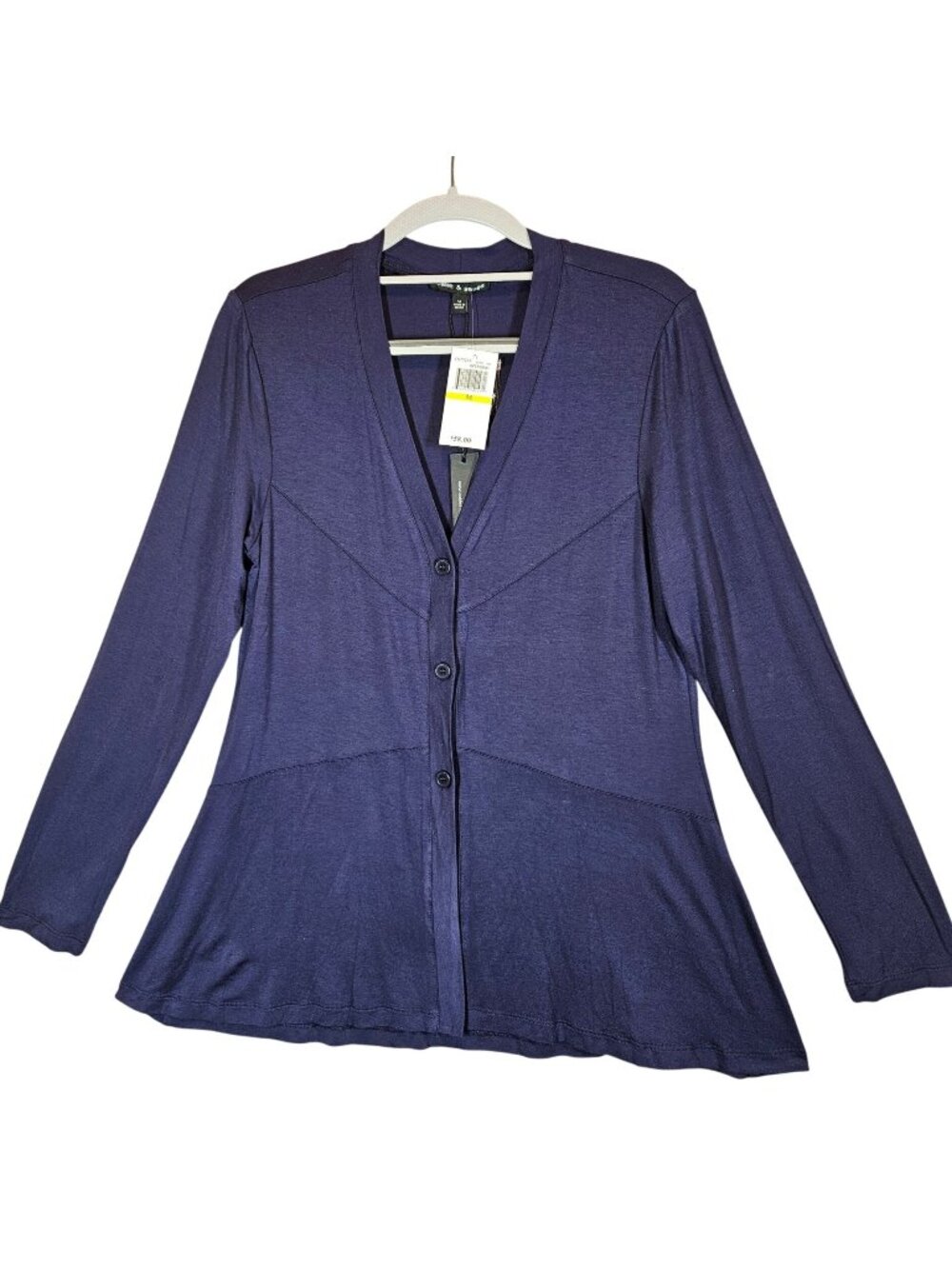 Cable & Gauge Womens M Blue Long Sleeve Button-Front Cardigan Blouse bussiness
